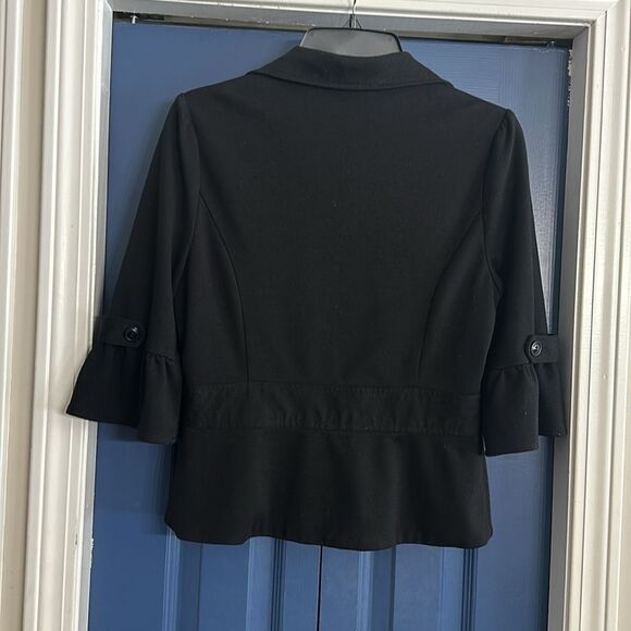 Guess Jeans Black  Blazer with Ruffle Sleeves Size L - Picture 4 of 4